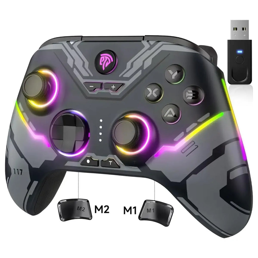 EasySMX X15 PC Controller, Tri-Mode Wireless Bluetooth, Hall Joysticks and Hall Triggers, RGB Lighting, 20 Hours Battery Life, Black