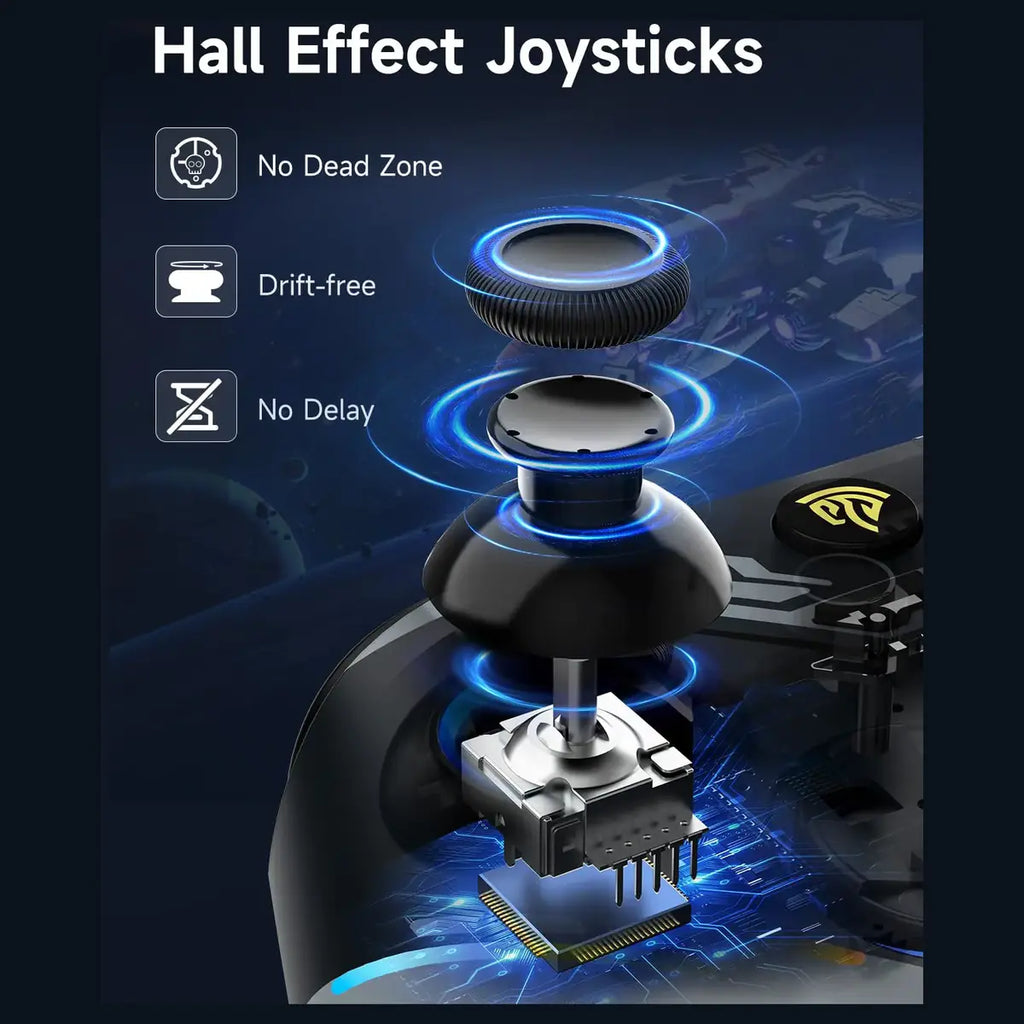 EasySMX X15 PC Controller, Tri-Mode Wireless Bluetooth, Hall Joysticks and Hall Triggers, RGB Lighting, 20 Hours Battery Life, Black