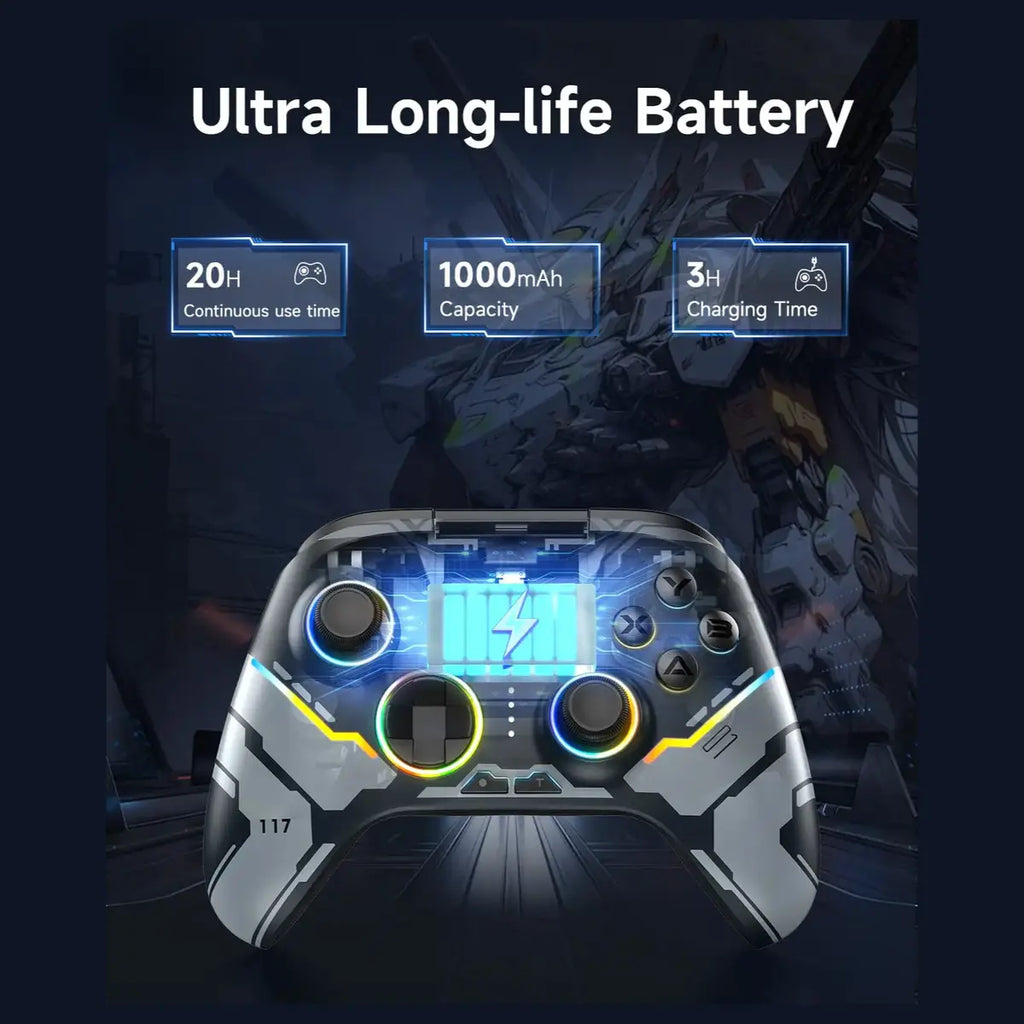 EasySMX X15 PC Controller, Tri-Mode Wireless Bluetooth, Hall Joysticks and Hall Triggers, RGB Lighting, 20 Hours Battery Life, Black