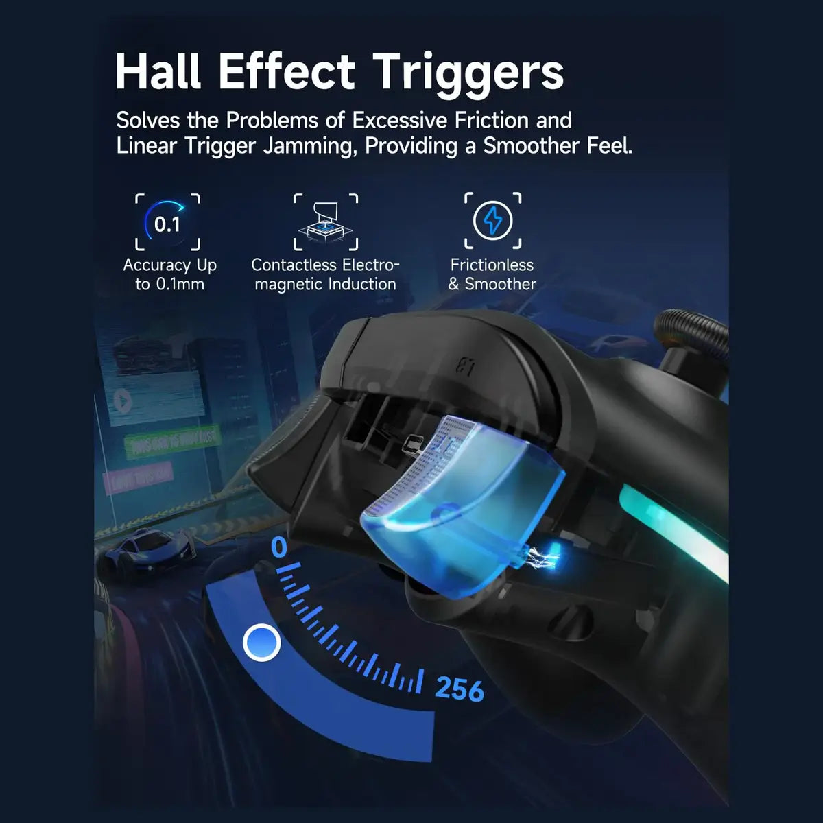 EasySMX X15 PC Controller, Tri-Mode Wireless Bluetooth, Hall Joysticks and Hall Triggers, RGB Lighting, 20 Hours Battery Life, Black