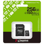 Kingston Canvas Select Plus 256GB MicroSD Memory Card With SD Adapter, Up To 150MB/s Read, Class 10 UHS-I U1 U3 V10 V30 A1