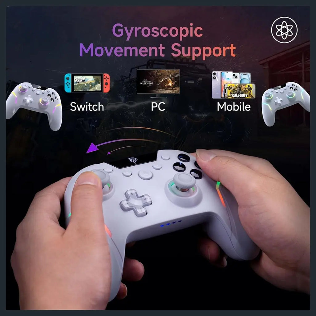EasySMX X20 Wireless Gaming Controller, RGB Backlit, 2-Stage Hall Effect Stick, 1000Hz Polling Rate, 6-Axis Gyro, Mech Buttons