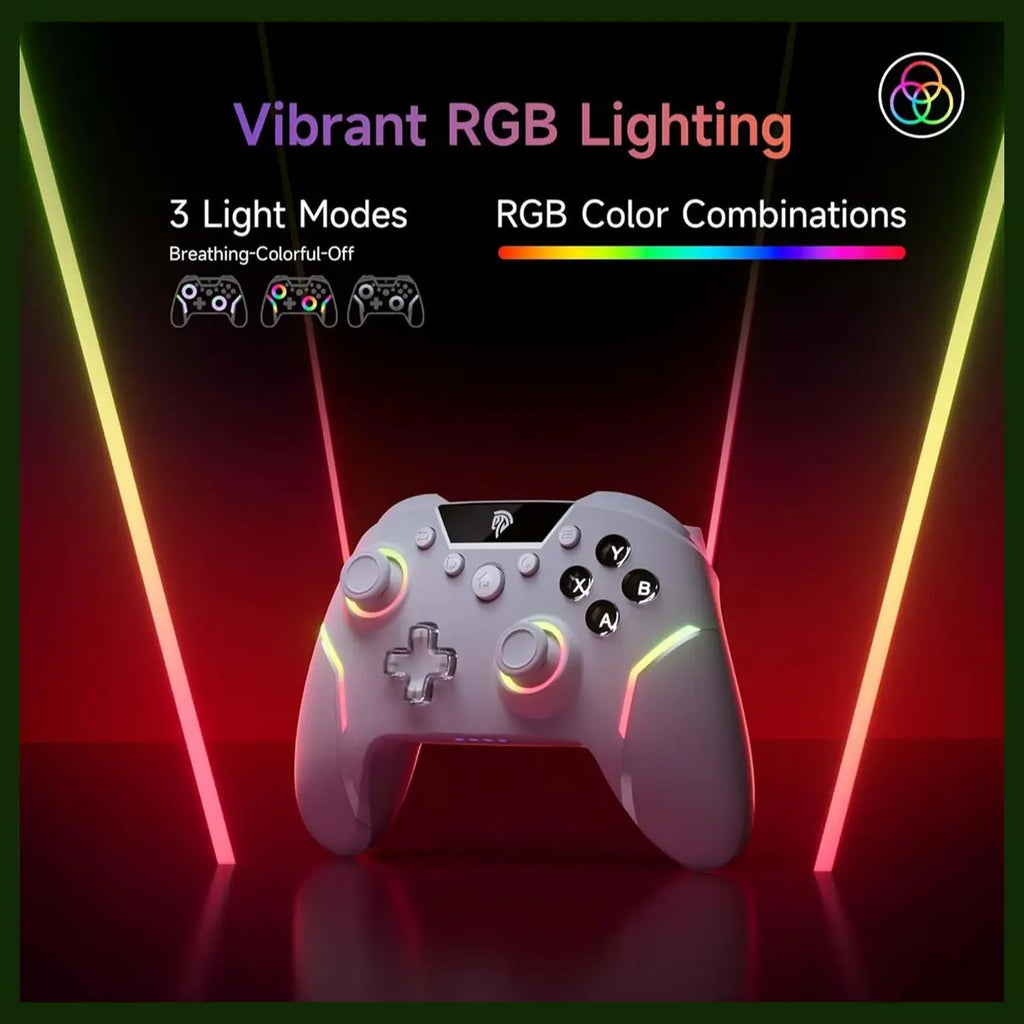 EasySMX X20 Wireless Gaming Controller, RGB Backlit, 2-Stage Hall Effect Stick, 1000Hz Polling Rate, 6-Axis Gyro, Mech Buttons