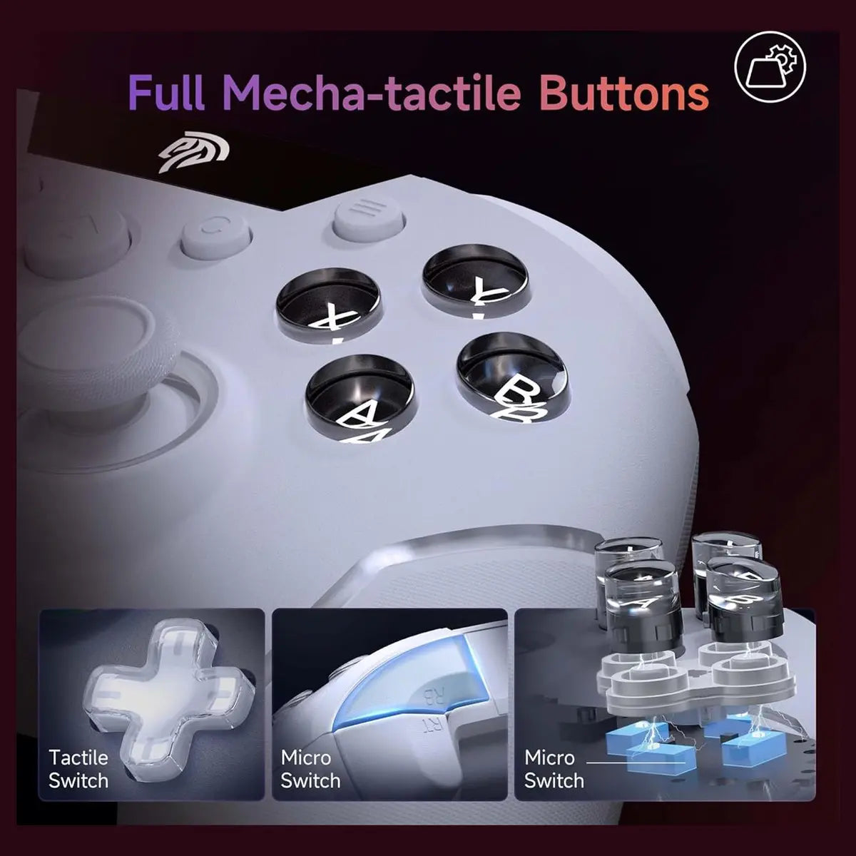 EasySMX X20 Wireless Gaming Controller, RGB Backlit, 2-Stage Hall Effect Stick, 1000Hz Polling Rate, 6-Axis Gyro, Mech Buttons