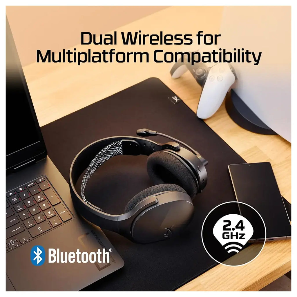 HyperX Cloud Jet Dual Wireless Gaming Headset, 2.4GHz Dongle Bluetooth 5.3, 40mm Drivers, Up To 25 Hours, Black AJ0T1AA