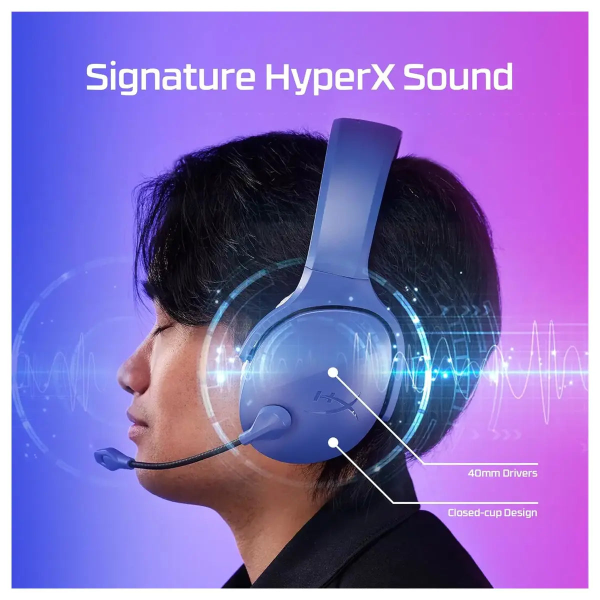 HyperX Cloud Jet Dual Wireless Gaming Headset, 2.4GHz Dongle Bluetooth 5.3, PC PS5 Mobile, USB-A, Blue
