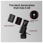 HyperX SoloCast 2 Gaming USB Condenser Mic, USB-C to USB-A, 24-Bit 96kHz, Built-In Pop Filter, Internal Shock Mount, Tap-to-Mute LED, Compact Tiltable Stand, Black, AR0A0AA