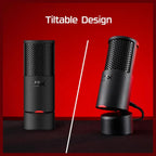 HyperX SoloCast 2 Gaming USB Condenser Mic, USB-C to USB-A, 24-Bit 96kHz, Built-In Pop Filter, Internal Shock Mount, Tap-to-Mute LED, Compact Tiltable Stand, Black, AR0A0AA
