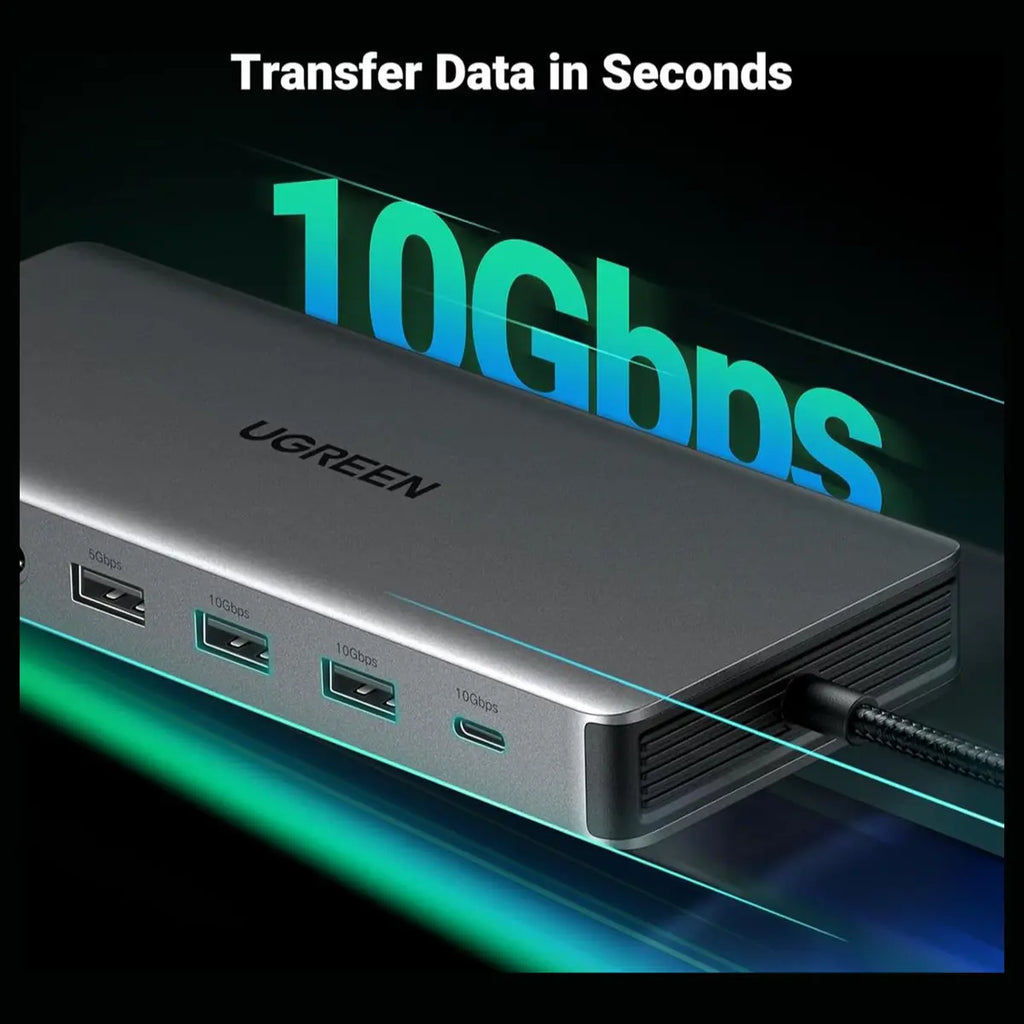 Ugreen Revodok Pro 313 Laptop Docking Station 13-in-1 4K Triple Display USB C Dock Dual HDMI and DP 10Gbps 100W PD Gigabit Ethernet SD and TF Card Reader