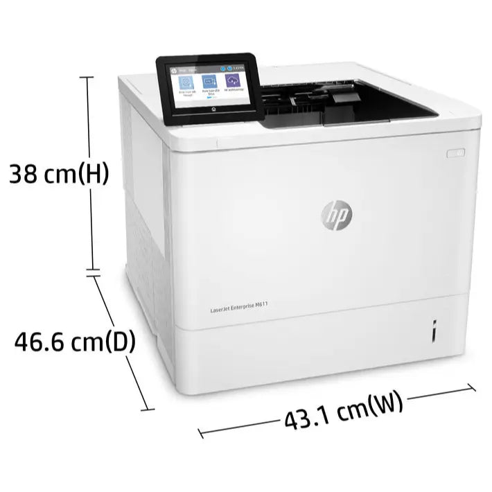 HP LaserJet Enterprise M611DN Monochrome Printer, 65ppm, 1200x1200dpi, Auto Duplex, USB-B Ethernet