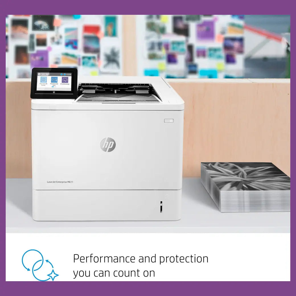HP LaserJet Enterprise M611DN Monochrome Printer, 65ppm, 1200x1200dpi, Auto Duplex, USB-B Ethernet