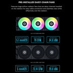 Lian Li Galahad II Lite AIO ARGB Liquid CPU Cooler 360mm Radiator, 3x28mm ARGB Fans, LGA1851 LGA1700 AM5 AM4 Black G89.GA2L36RB.00