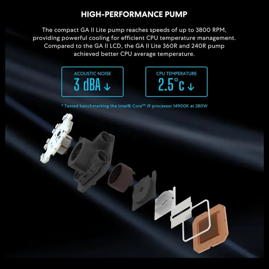 Lian Li Galahad II Lite AIO ARGB Liquid CPU Cooler 360mm Radiator, 3x28mm ARGB Fans, LGA1851 LGA1700 AM5 AM4 Black G89.GA2L36RB.00
