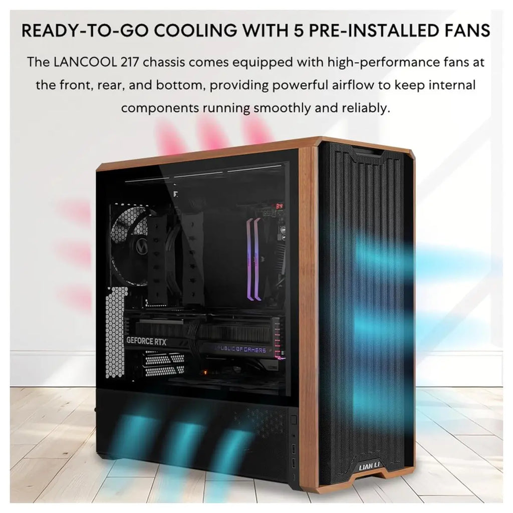 Lian Li Lancool 217 Mid-Tower ATX PC Case, 5 PWM Fans, Black, G99.LAN217X.00