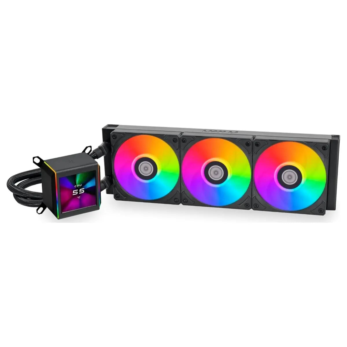 Lian Li Galahad II LCD 360 ARGB AIO 360mm Liquid CPU Cooler 2.88 Inch IPS LCD Asetek 8th Gen Black G89.GA2ALCD36B.00