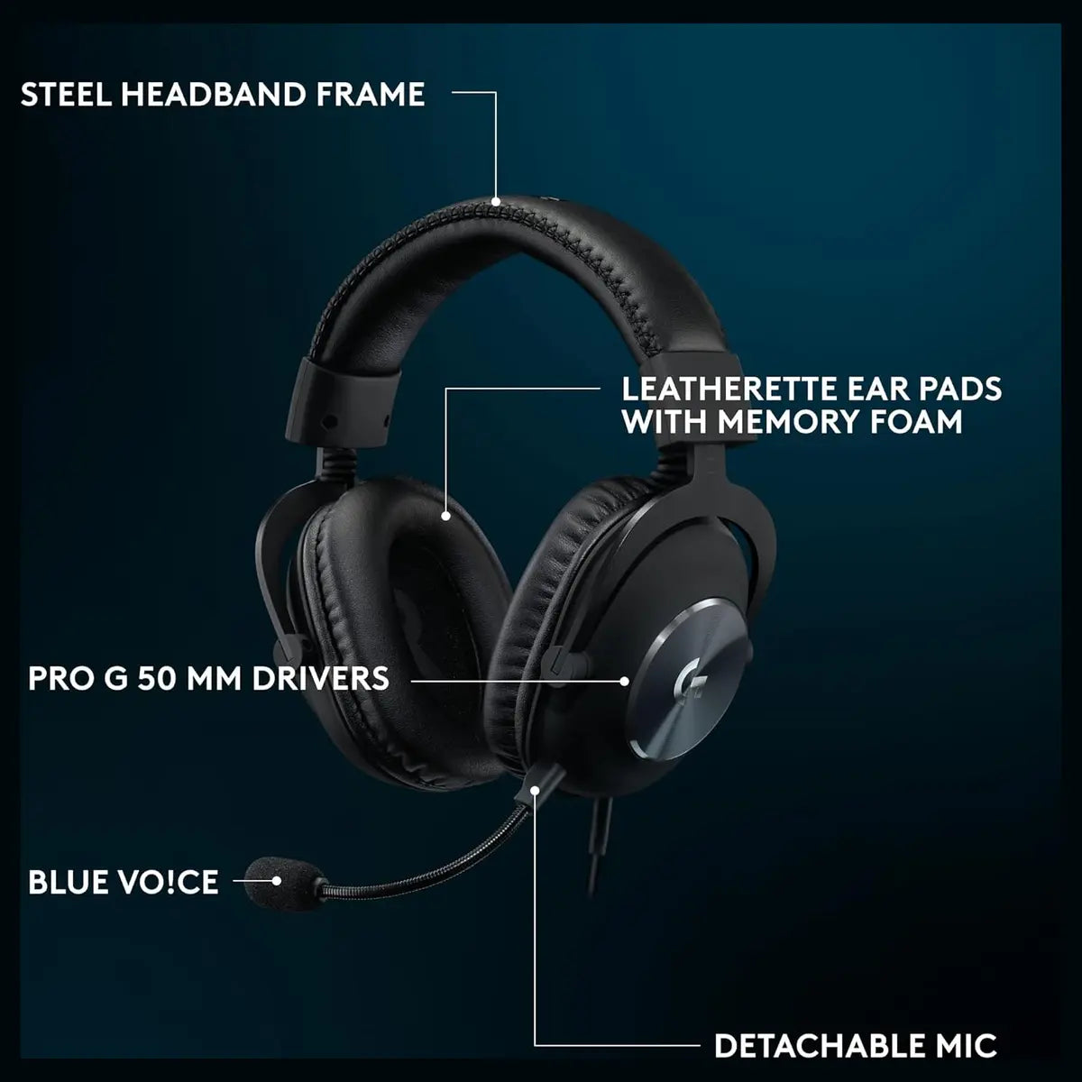 Logitech G PRO X SE Gaming Headset Wired, Detachable Mic, DTS Headphone:X 7.1, Memory Foam Ear Pads, 50mm Drivers, USB DAC, 981-001472