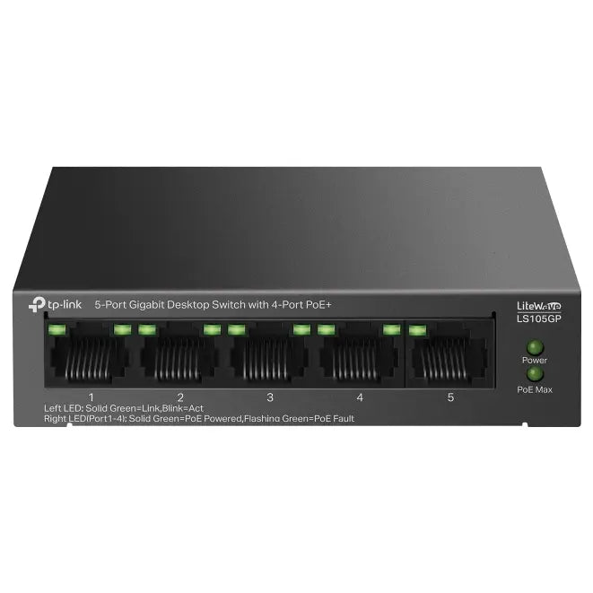 TP-Link LS105GP 5-Port Gigabit Desktop Switch With 4-Port PoE+