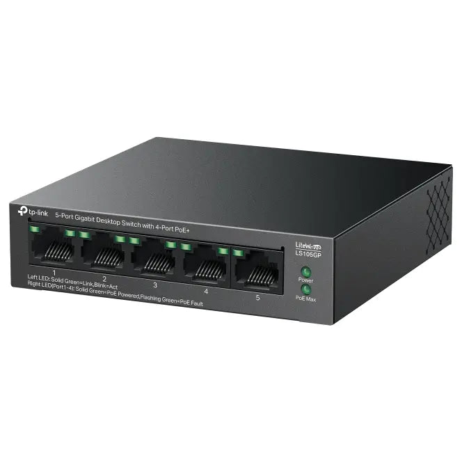 TP-Link LS105GP 5-Port Gigabit Desktop Switch With 4-Port PoE+