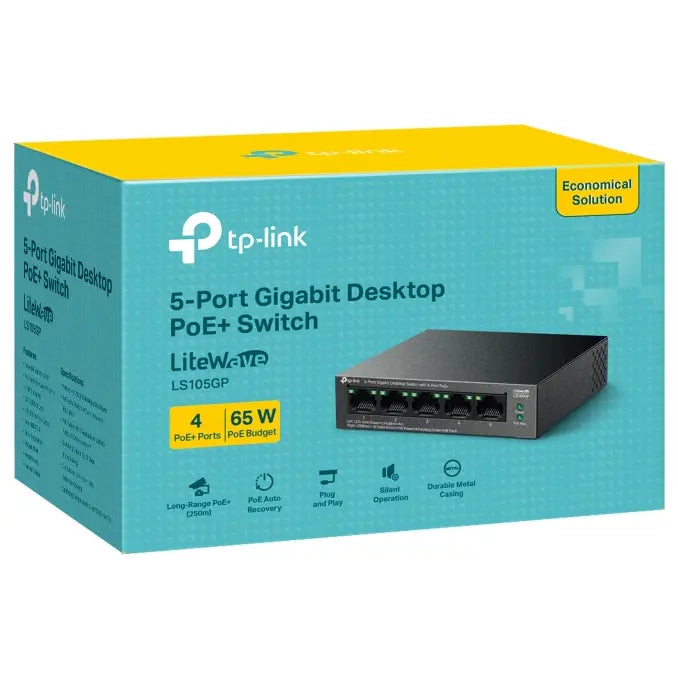 TP-Link LS105GP 5-Port Gigabit Desktop Switch With 4-Port PoE+