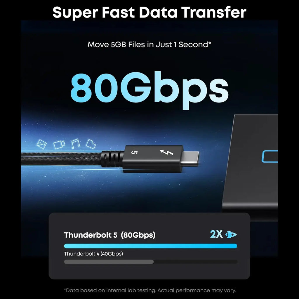 Anker Prime Thunderbolt 5 Cable USB C to USB C Cable 3.3FT, 240W Charging 80Gbps Data Transfer, 8K and 4K Displays