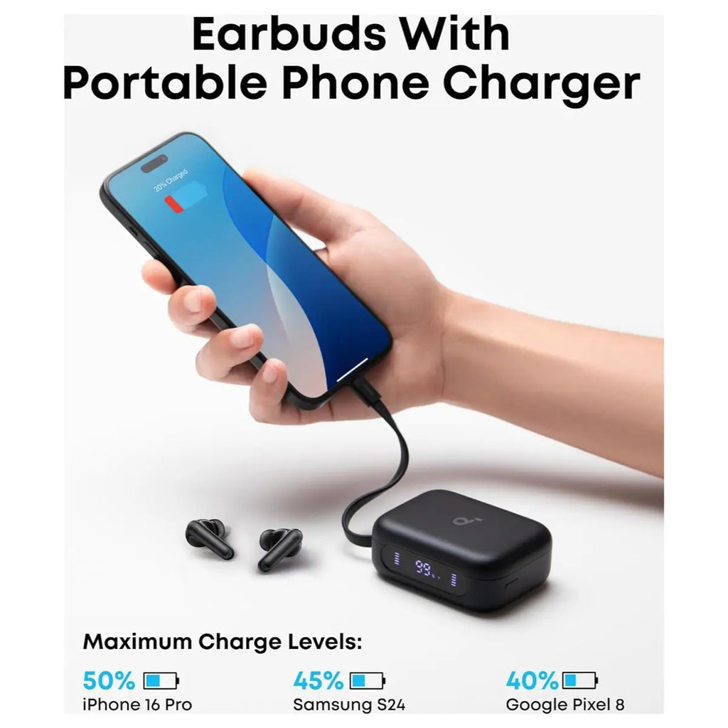 Soundcore P41i by Anker Adaptive Noise Cancelling Earbuds with Portable Phone Charger, 12H Playtime 192H with Case, Black A3937H11
