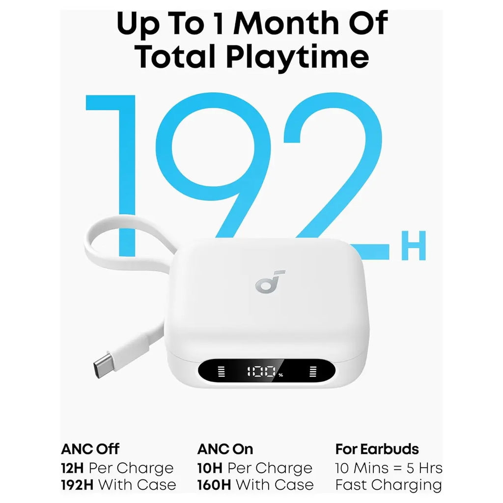 Soundcore P41i By Anker Adaptive Noise Cancelling Earbuds with Portable Phone Charger, 12H Playtime 192H with Case, White A3937H21