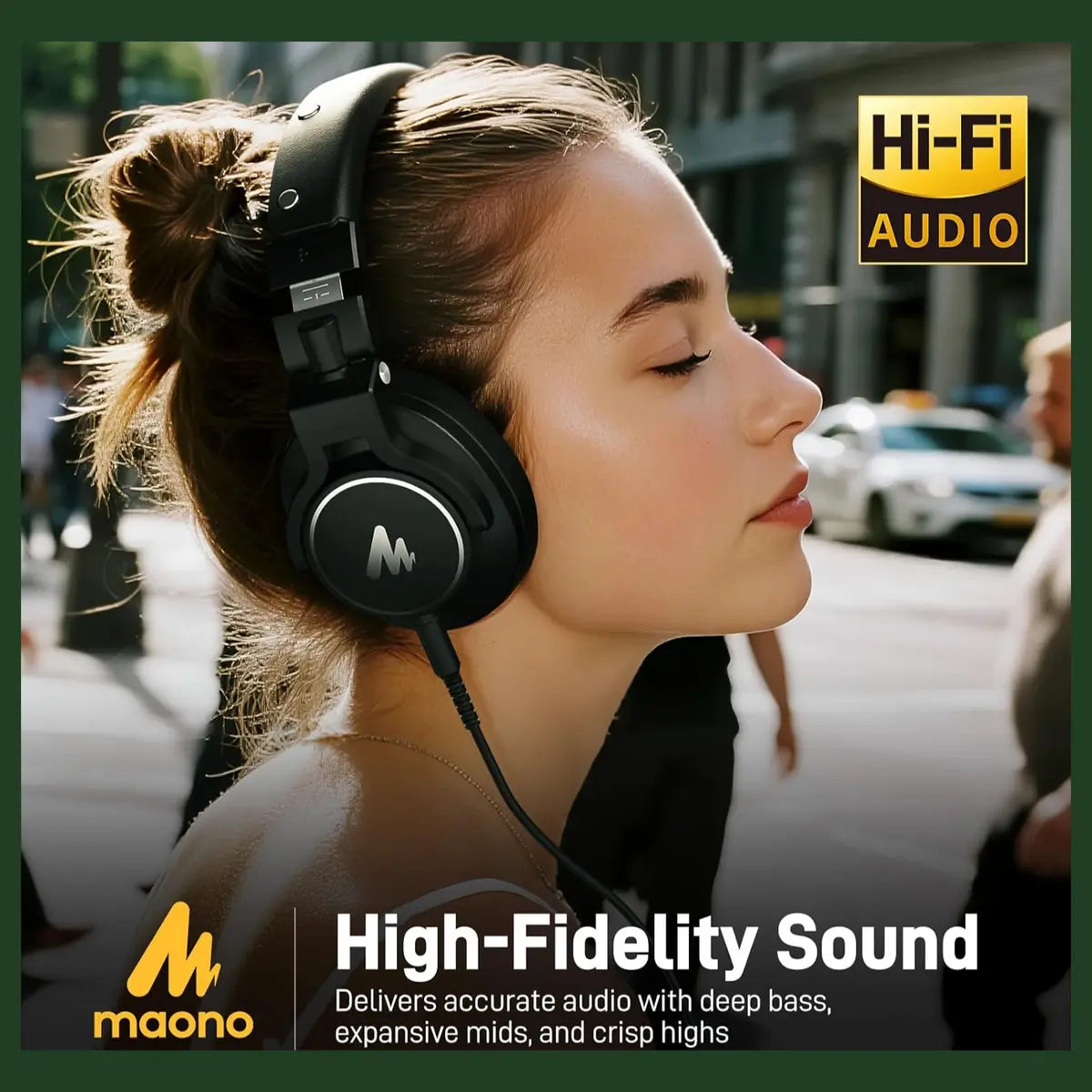 MAONO MH700 Gaming Headphones Over Ear Wired Headset 50mm Driver 3.5mm to 6.35mm Jack Black