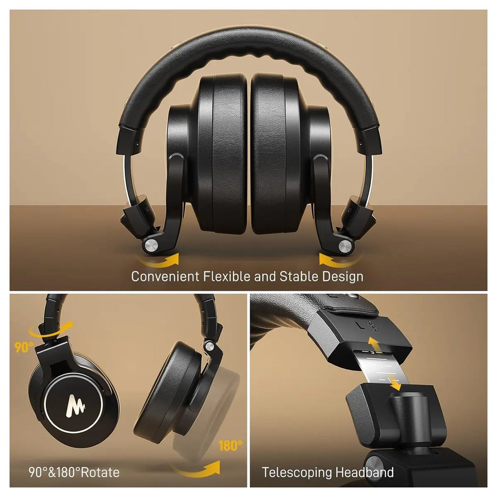 MAONO MH700 Gaming Headphones Over Ear Wired Headset 50mm Driver 3.5mm to 6.35mm Jack Black
