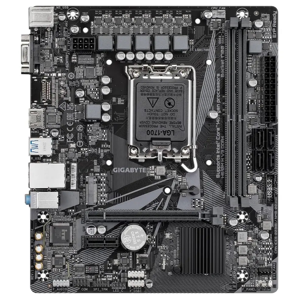 Gigabyte H610M H V3 DDR4 Motherboard LGA1700, Up To 3200MHz DDR4, PCIe 3.0 M.2, GbE LAN, USB 3.2 Gen 1