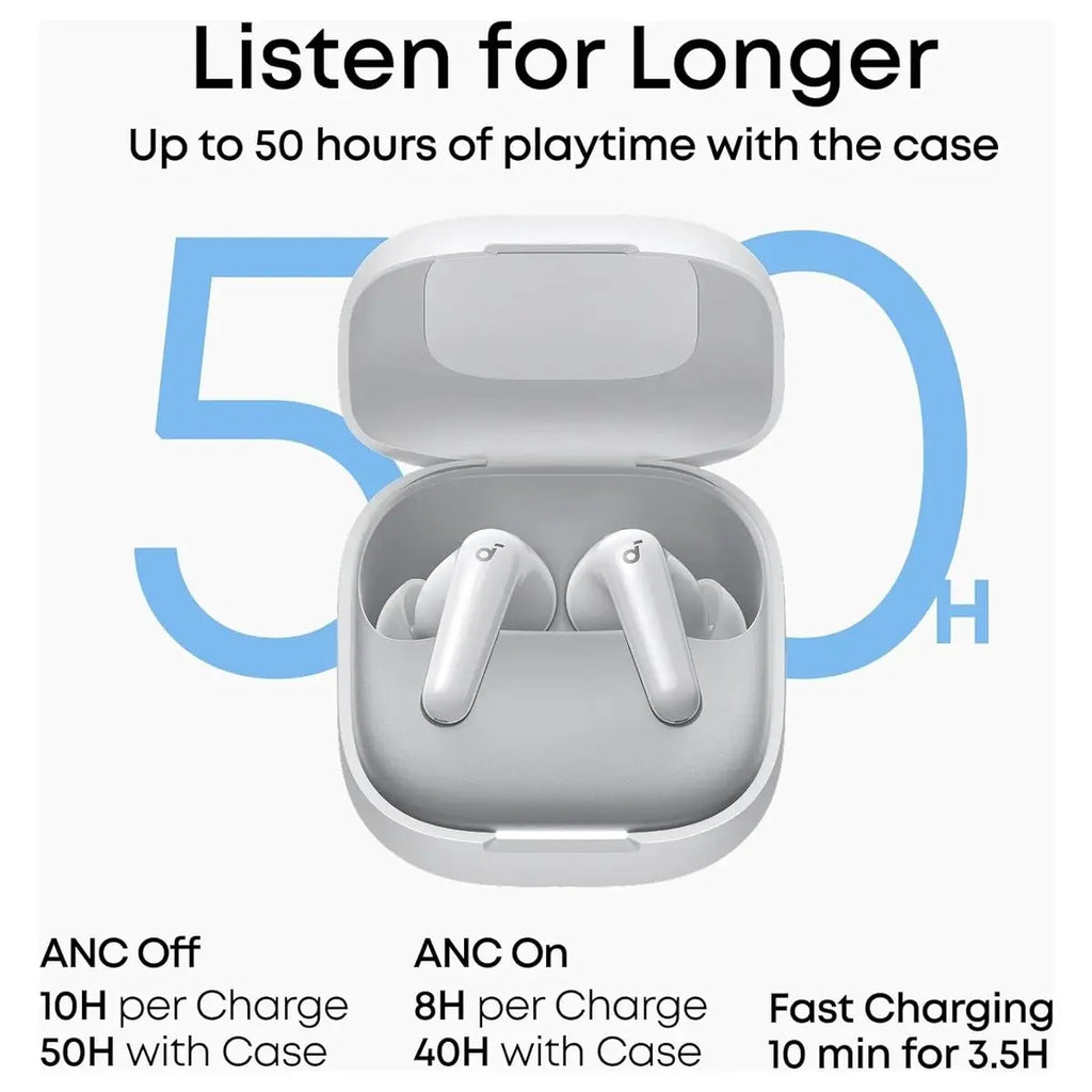 Soundcore R60i NC Wireless Earbuds Adaptive Noise Cancelling Hi-Res Audio With LDAC White