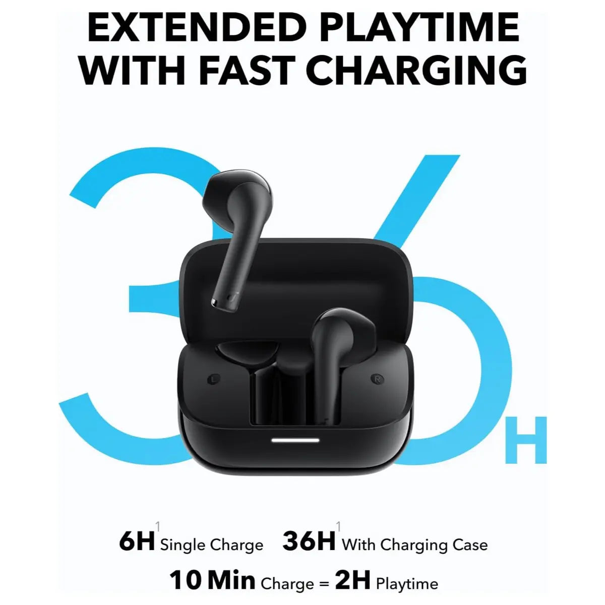 Soundcore K20i By Anker Semi-in-Ear Earbuds, Bluetooth Wireless, 36H Playtime, Fast Charge, Black
