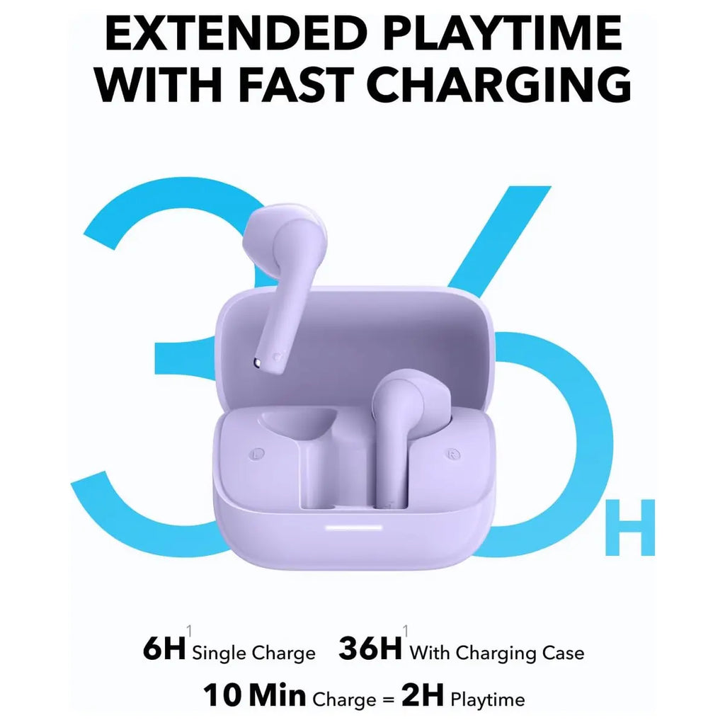 Soundcore K20i by Anker Semi-in-Ear Earbuds, Bluetooth Wireless, 36H Playtime, Fast Charge, ENC 2-Mic Clear Calls, IPX5, Purple