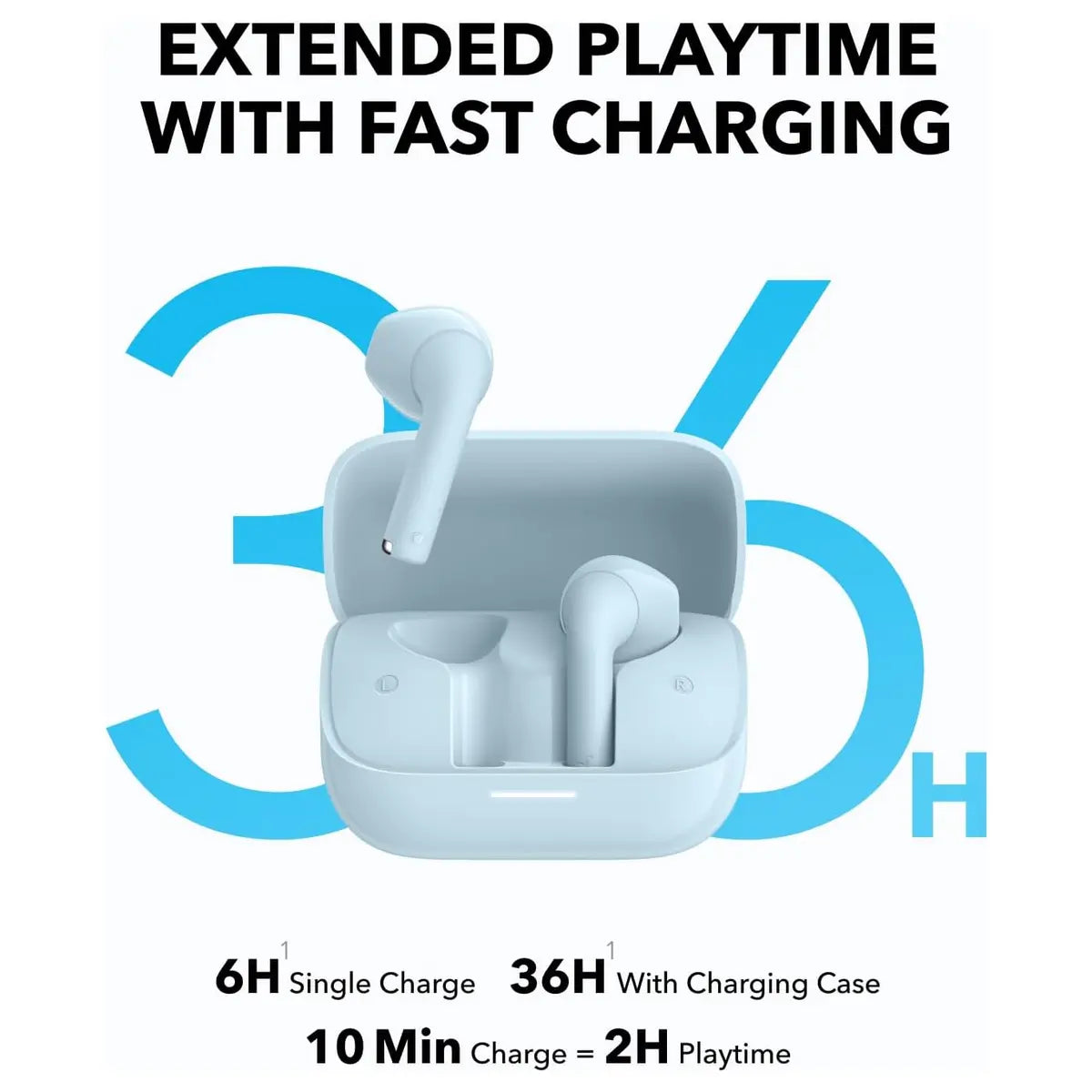 Soundcore K20i by Anker Semi-in-Ear Earbuds Bluetooth Wireless 36H Playtime Blue