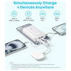 Anker ZOLO Powerbank 10000mAh 35W Built-In Dual USB-C Cable White A1680H22