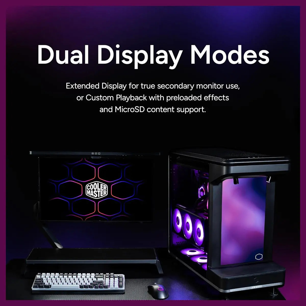 Cooler Master MasterFrame 360 Stage LCD ATX Mid-Tower PC Case, 430mm GPU, 360mm Radiator, PCIe 5.0 Ready, USB-C