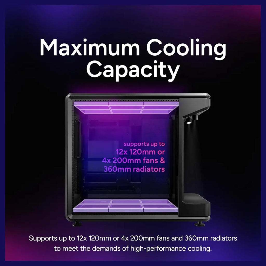 Cooler Master MasterFrame 360 Stage LCD ATX Mid-Tower PC Case, 430mm GPU, 360mm Radiator, PCIe 5.0 Ready, USB-C