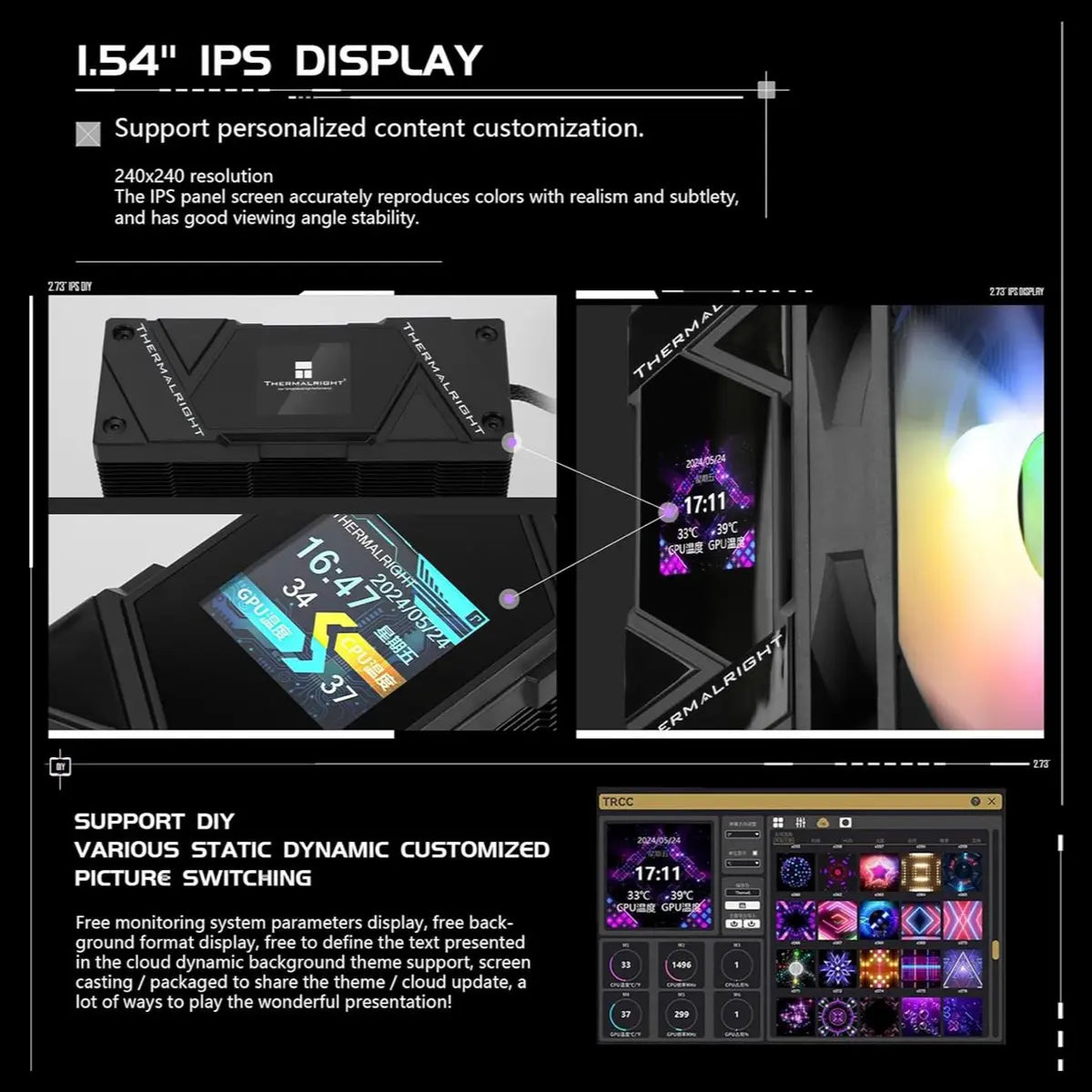 Thermalright Assassin Spirit 120 Vision ARGB CPU Air Cooler 1.54 Inch IPS Display 120mm PWM Fan Black