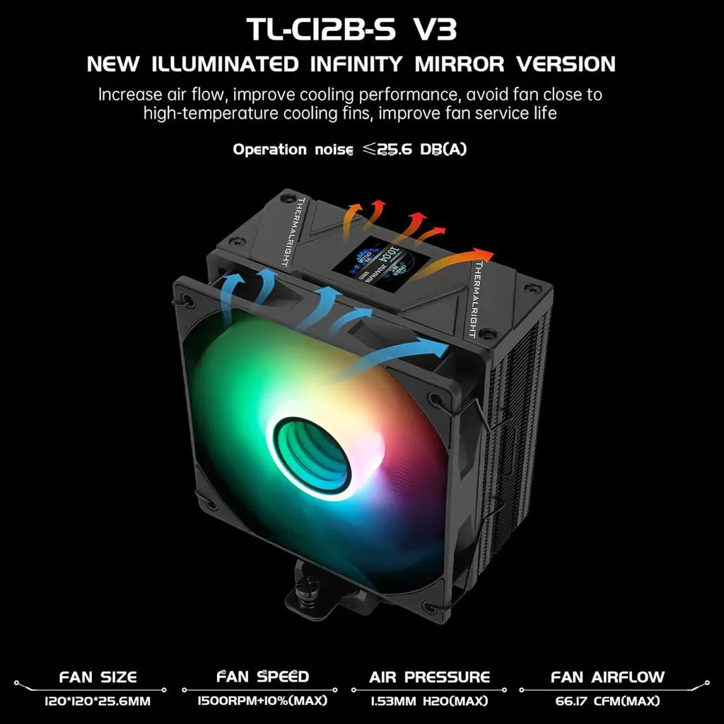 Thermalright Assassin Spirit 120 Vision ARGB CPU Air Cooler 1.54 Inch IPS Display 120mm PWM Fan Black