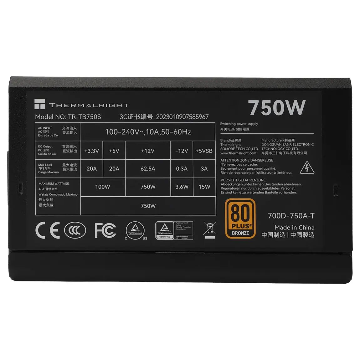 Thermalright TB-750S Power Supply 750W 80 PLUS Bronze Intel ATX 3.0 Compatible PCI-e 5.0