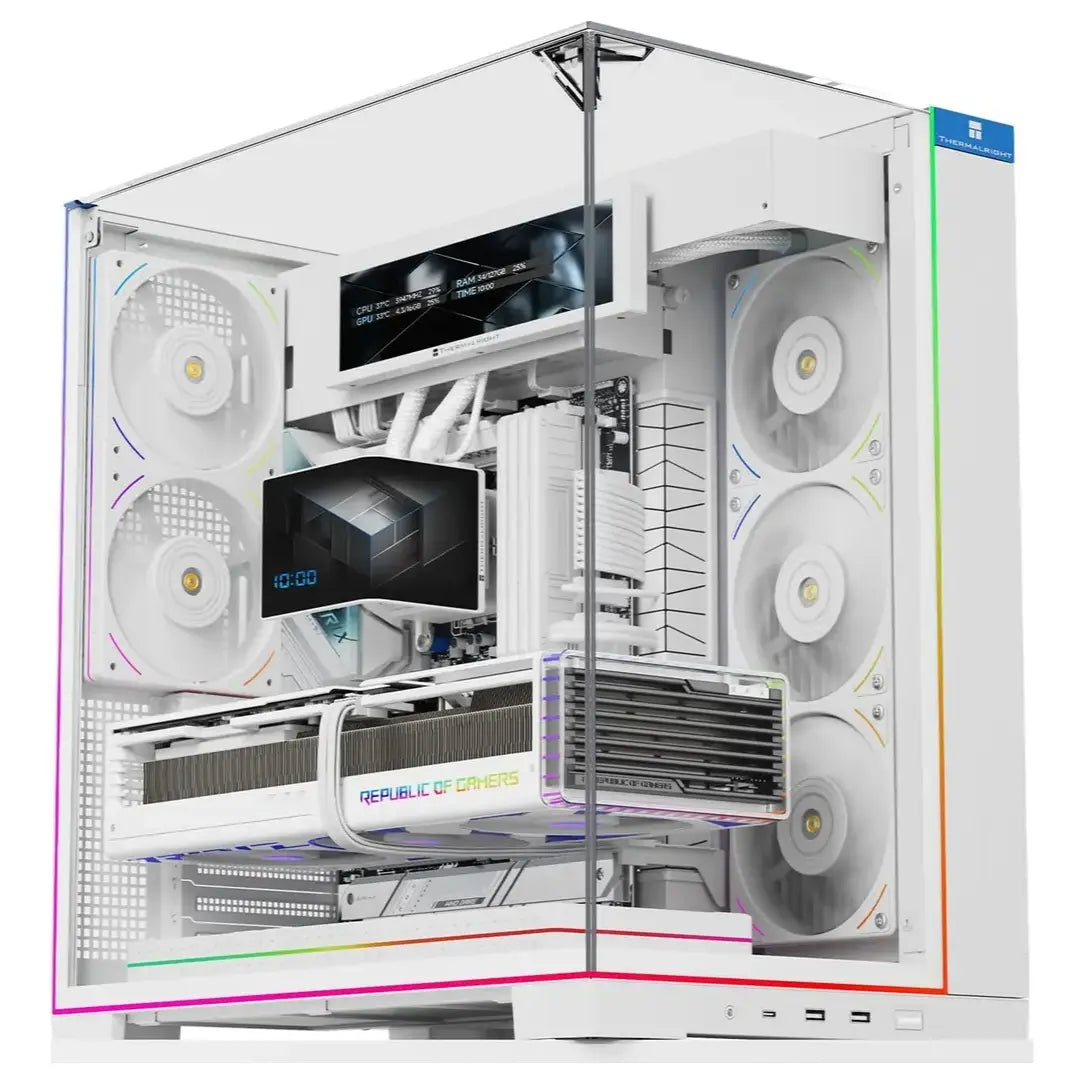 Thermalright A70 Vision ATX Gaming Case, 9.16-Inch LCD Display, Panoramic Glass Panel, USB Type-C, White