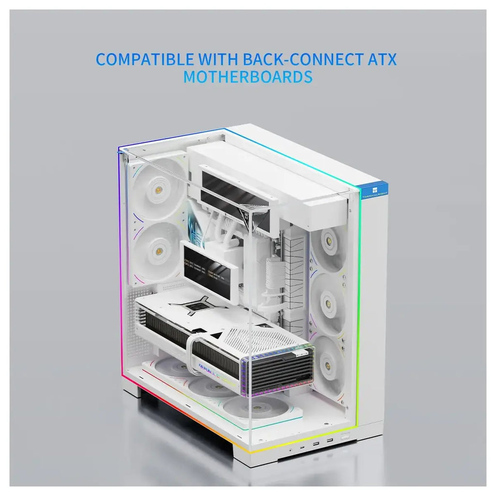 Thermalright A70 Vision ATX Gaming Case, 9.16-Inch LCD Display, Panoramic Glass Panel, USB Type-C, White