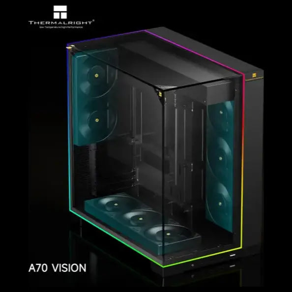 Thermalright A70 Vision ATX Gaming Case, 9.16 Inch LCD Display, Panoramic Glass Panel, USB Type-C, Black