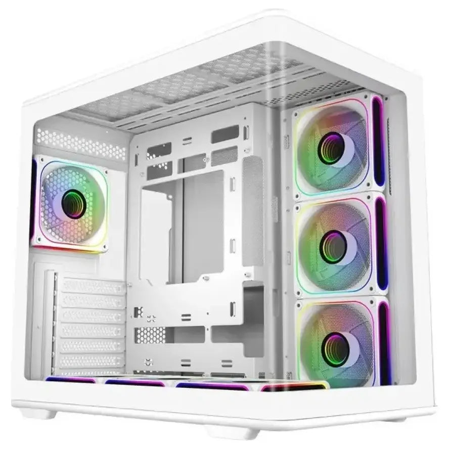 Cooler Master Elite 600 Panoramic ATX Mid Tower Case, 4x ARGB Fans, White