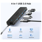 Ugreen USB 3.0 Hub 4-Port USB A Splitter Ultra-Slim USB Expander 5Gbps 1m Black 35574