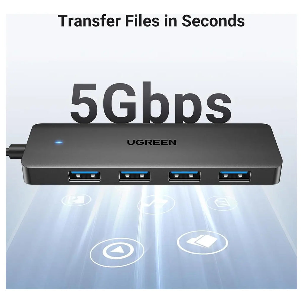Ugreen USB 3.0 Hub 4-Port USB A Splitter Ultra-Slim USB Expander 5Gbps 1m Black 35574