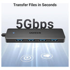 Ugreen USB 3.0 Hub 4-Port USB A Splitter Ultra-Slim USB Expander 5Gbps 1m Black 35574