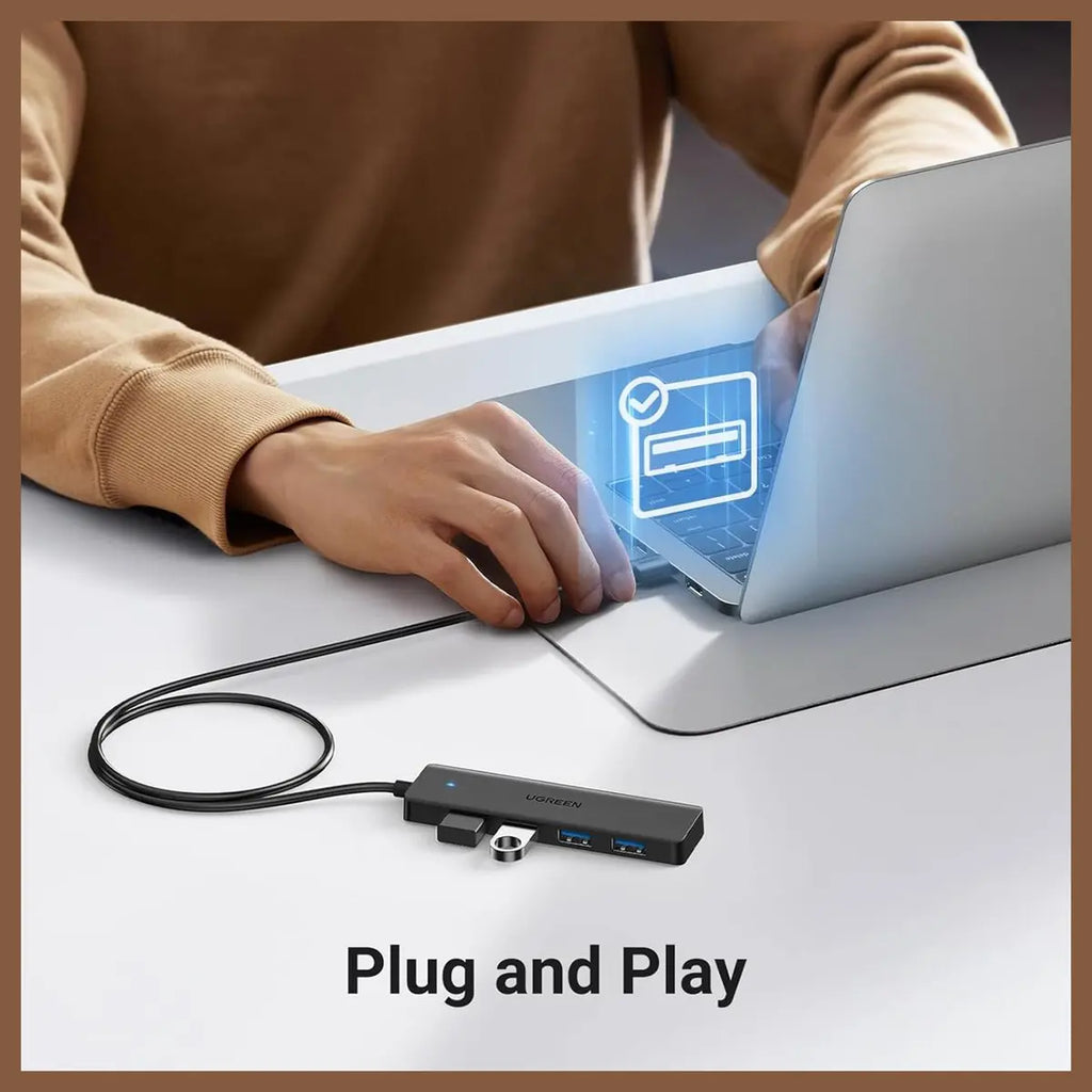 Ugreen USB 3.0 Hub 4-Port USB A Splitter Ultra-Slim USB Expander 5Gbps 1m Black 35574