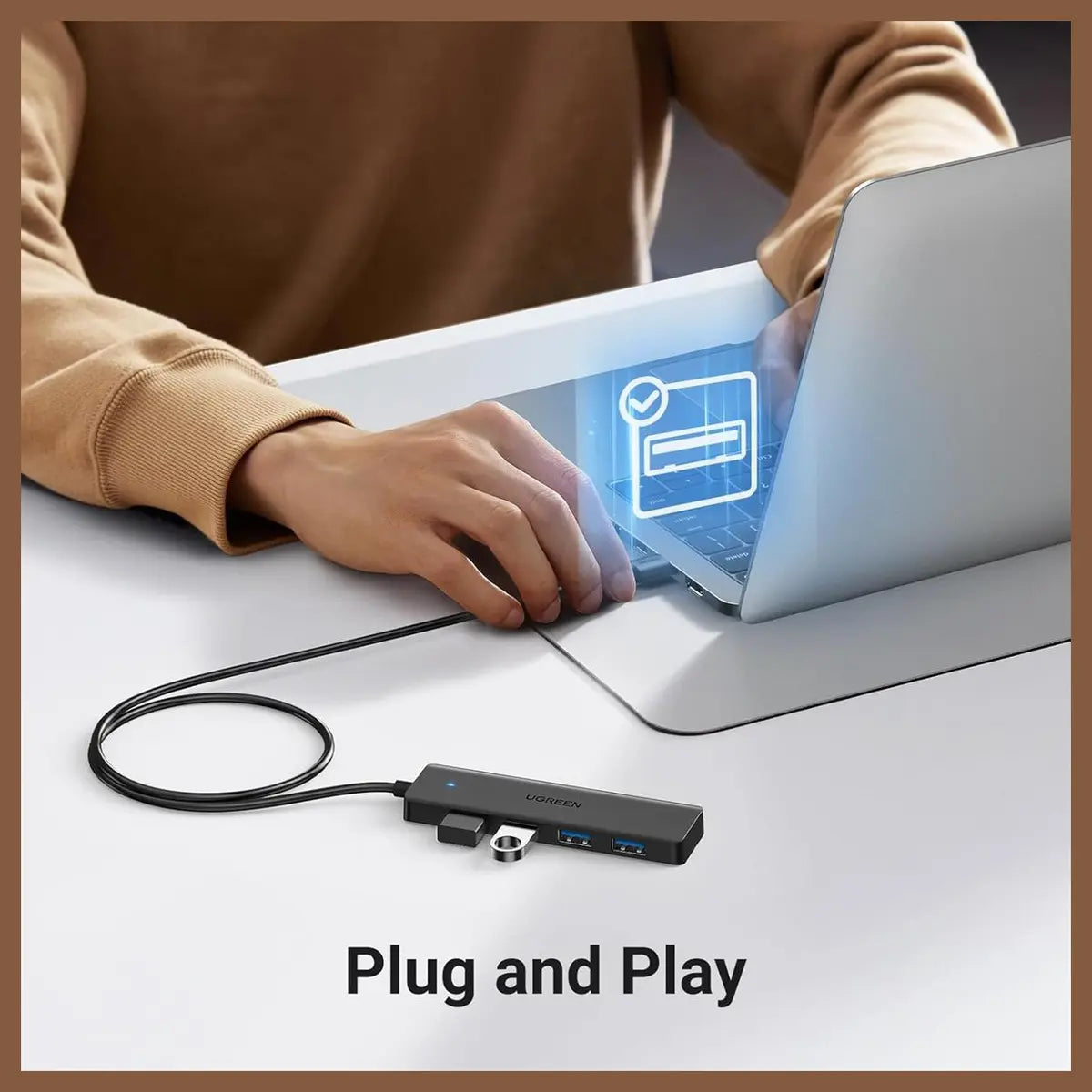 Ugreen USB 3.0 Hub 4-Port USB A Splitter Ultra-Slim USB Expander 5Gbps 1m Black 35574