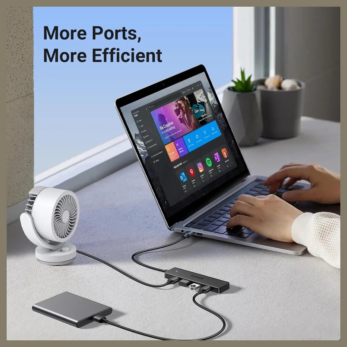 Ugreen USB 3.0 Hub 4-Port USB A Splitter Ultra-Slim USB Expander 5Gbps 1m Black 35574