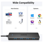 Ugreen USB 3.0 Hub 4-Port USB A Splitter Ultra-Slim USB Expander 5Gbps 1m Black 35574